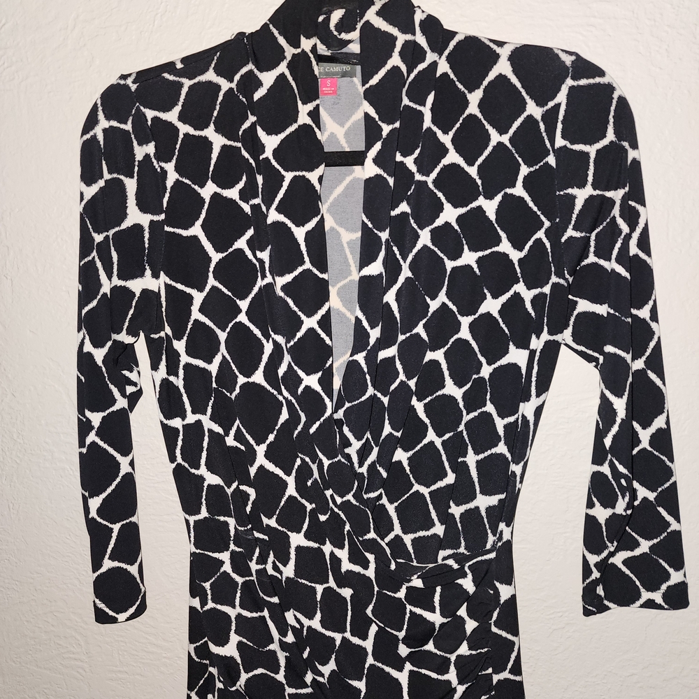 Vince Camuto Black and White Geometric Blouse